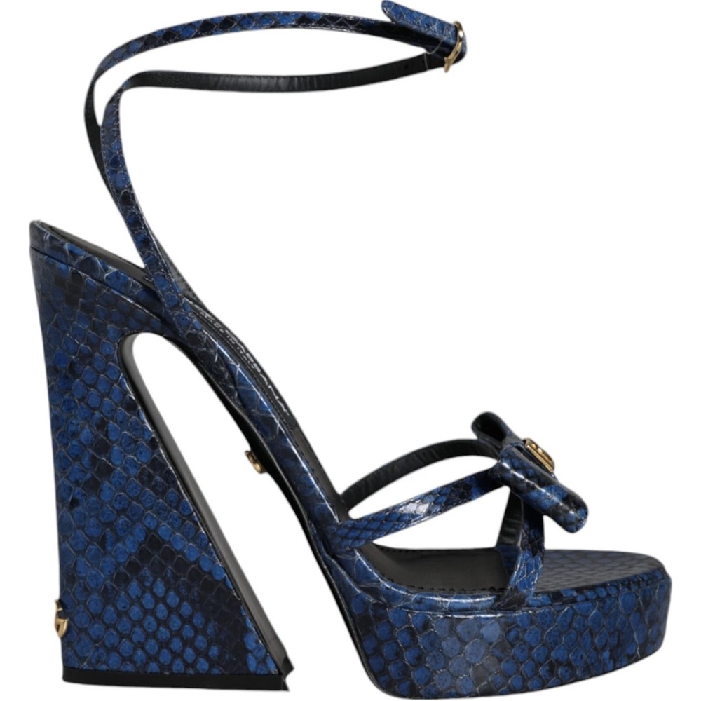 Dolce Gabbana Python Leather Blue Platform High H… - image 8